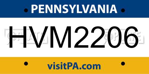 HVM2206 Pennsylvania License Plate