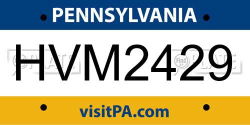 HVM2429 Pennsylvania License Plate