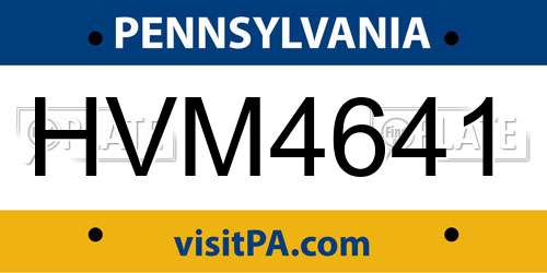 HVM4641 Pennsylvania License Plate
