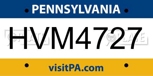 HVM4727 Pennsylvania License Plate