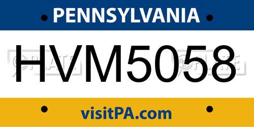 HVM5058 Pennsylvania License Plate