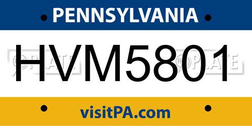 HVM5801 Pennsylvania License Plate
