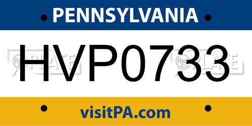 HVP0733 Pennsylvania License Plate