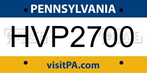 HVP2700 Pennsylvania License Plate