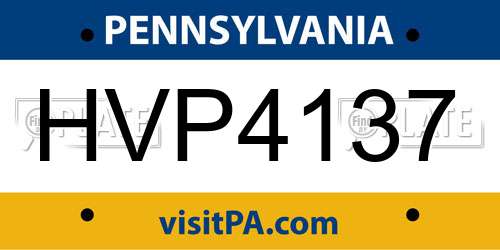 HVP4137 Pennsylvania License Plate