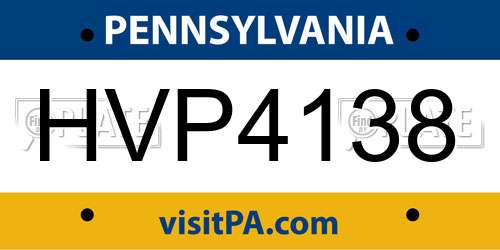HVP4138 Pennsylvania License Plate