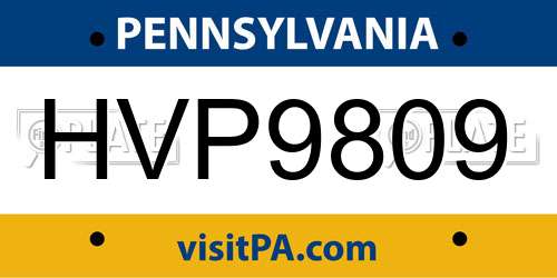 HVP9809 Pennsylvania License Plate