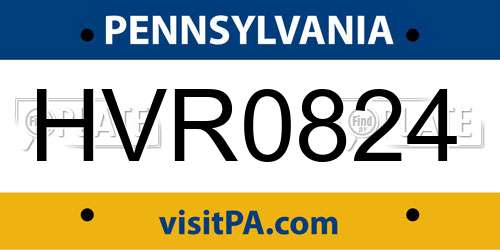 HVR0824 Pennsylvania License Plate