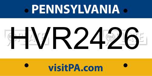 HVR2426 Pennsylvania License Plate