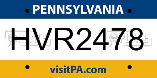 HVR2478 Pennsylvania License Plate