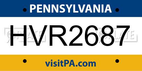 HVR2687 Pennsylvania License Plate