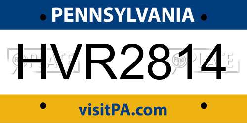 HVR2814 Pennsylvania License Plate