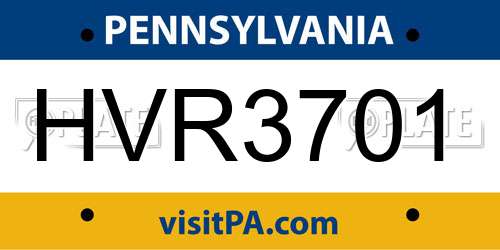 HVR3701 Pennsylvania License Plate