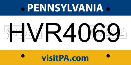 HVR4069 Pennsylvania License Plate