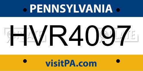 HVR4097 Pennsylvania License Plate