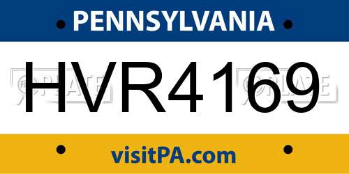 HVR4169 Pennsylvania License Plate