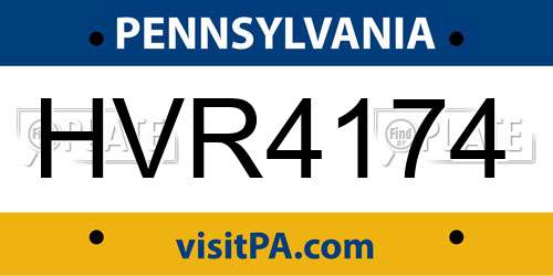 HVR4174 Pennsylvania License Plate