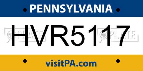 HVR5117 Pennsylvania License Plate