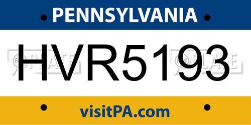 HVR5193 Pennsylvania License Plate