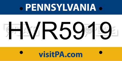 HVR5919 Pennsylvania License Plate