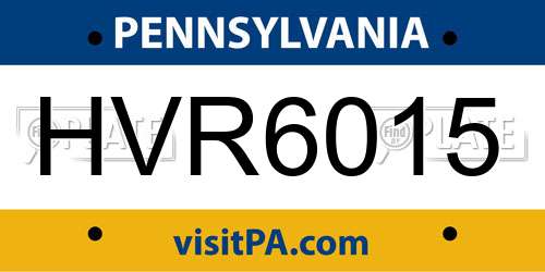 HVR6015 Pennsylvania License Plate