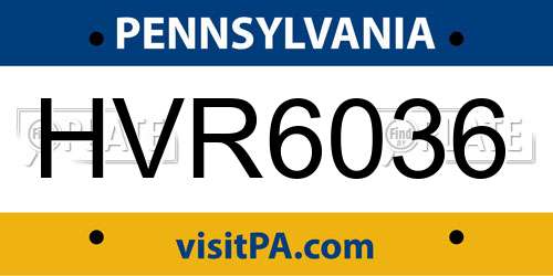 HVR6036 Pennsylvania License Plate