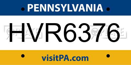 HVR6376 Pennsylvania License Plate