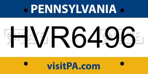 HVR6496 Pennsylvania License Plate