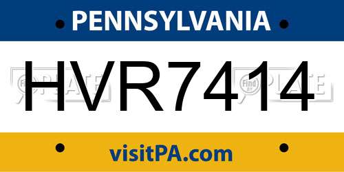 HVR7414 Pennsylvania License Plate