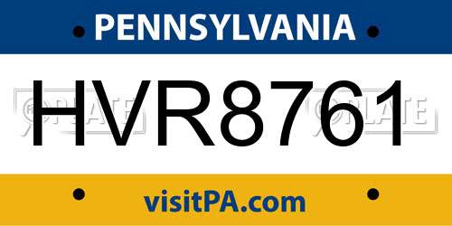 HVR8761 Pennsylvania License Plate