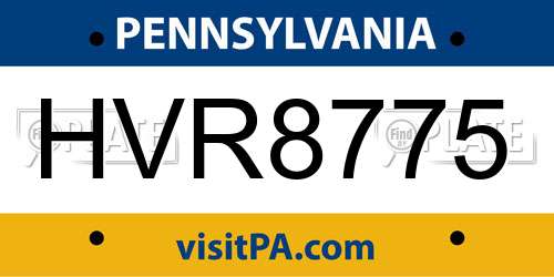 HVR8775 Pennsylvania License Plate