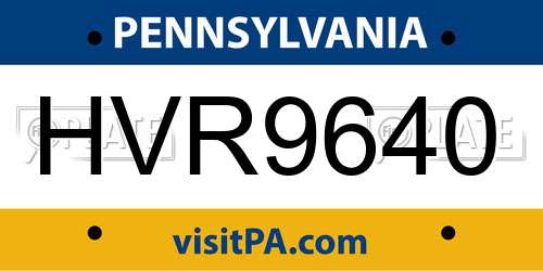 HVR9640 Pennsylvania License Plate