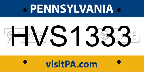 HVS1333 Pennsylvania License Plate
