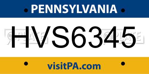 HVS6345 Pennsylvania License Plate