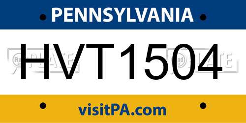 HVT1504 Pennsylvania License Plate