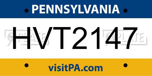 HVT2147 Pennsylvania License Plate