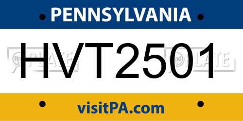 HVT2501 Pennsylvania License Plate