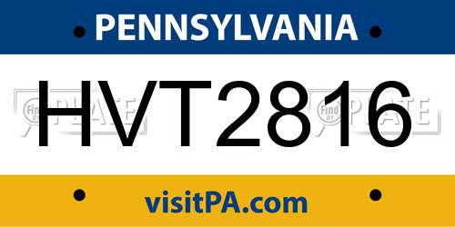 HVT2816 Pennsylvania License Plate