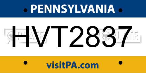 HVT2837 Pennsylvania License Plate