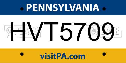HVT5709 Pennsylvania License Plate