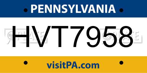 HVT7958 Pennsylvania License Plate