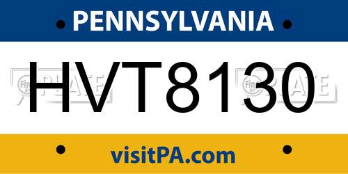 HVT8130 Pennsylvania License Plate
