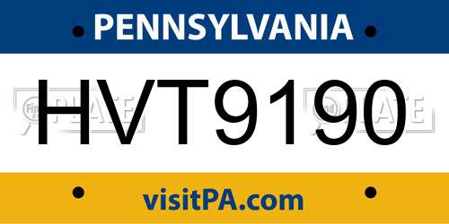 HVT9190 Pennsylvania License Plate