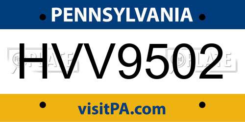 HVV9502 Pennsylvania License Plate