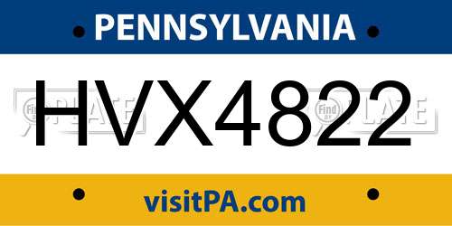 HVX4822 Pennsylvania License Plate