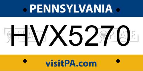 HVX5270 Pennsylvania License Plate