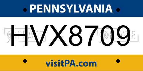 HVX8709 Pennsylvania License Plate