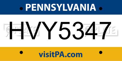 HVY5347 Pennsylvania License Plate