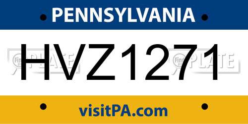 HVZ1271 Pennsylvania License Plate