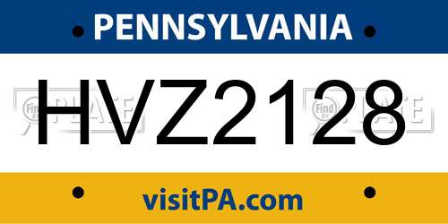 HVZ2128 Pennsylvania License Plate